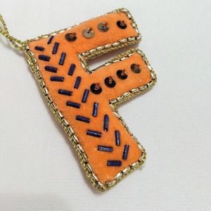 4/$20 New initial F beaded sequin embellished Christmas tree ornament ashland